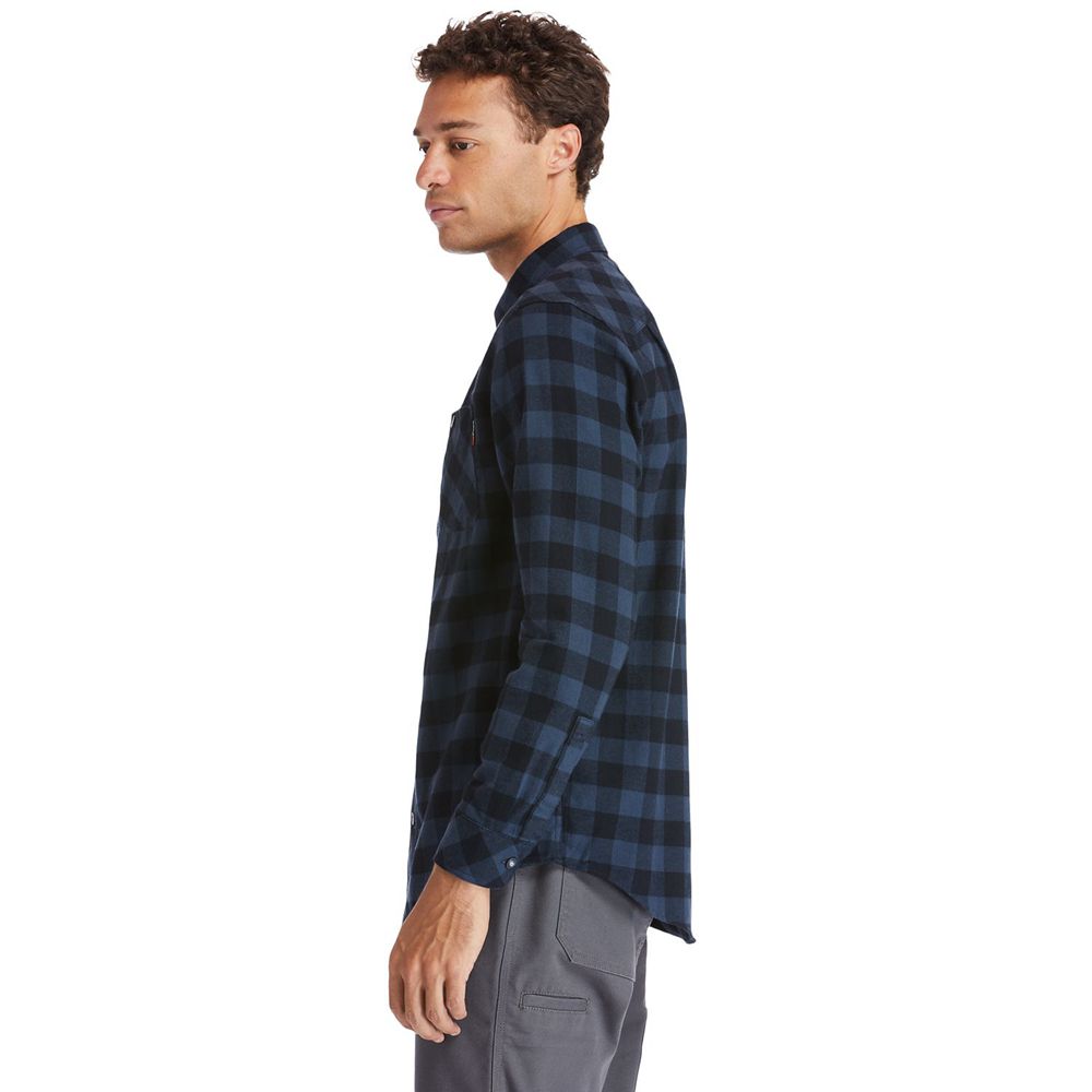 Camisa Masculino - Timberland Pro® Woodfort Midweight Flannel Work - KRZXG4928 - Azul Marinho